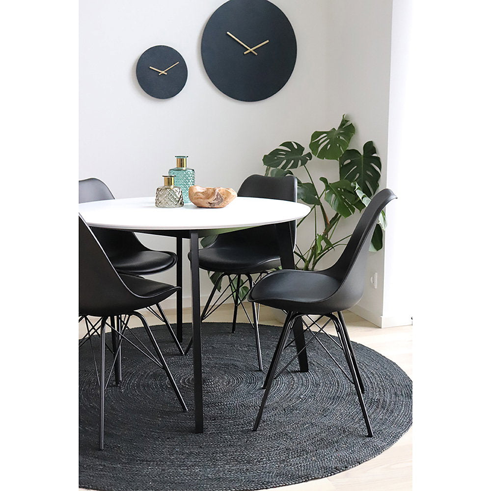 Scaun de dining din piele sintetică PU, negru, cu picioare negre