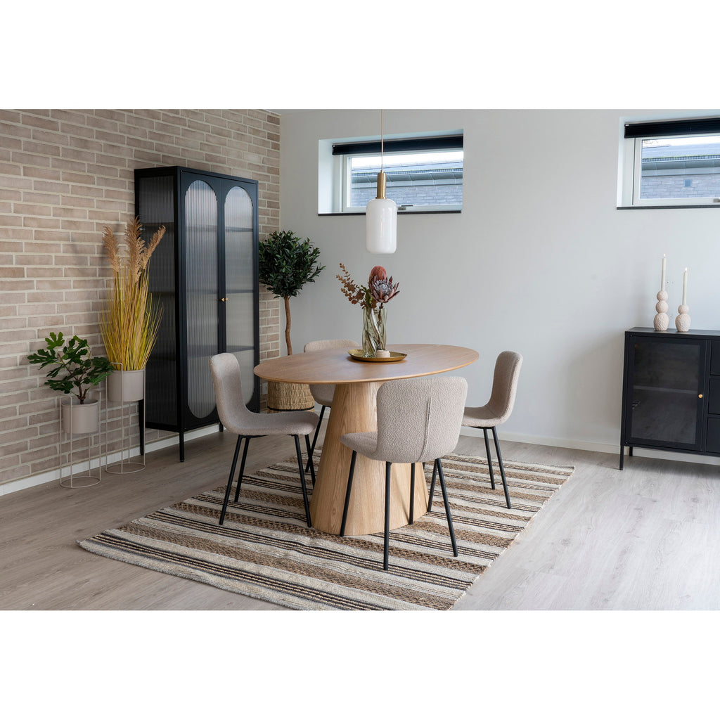 Scaun de dining, bouclé, bej, picioare negre, HN1233