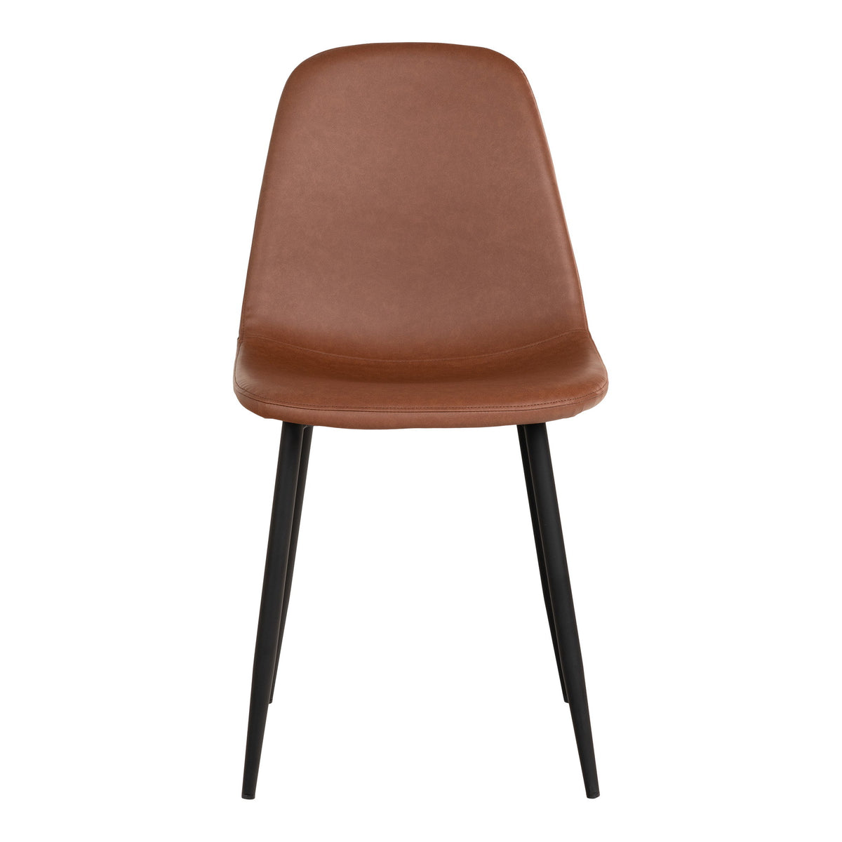 Scaun de dining din piele sintetică PU, maro deschis cu aspect vintage, cu picioare negre, HN1224