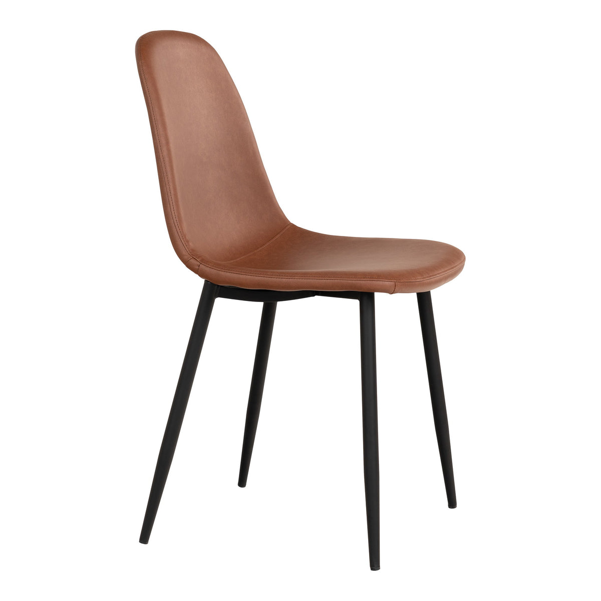 Scaun de dining din piele sintetică PU, maro deschis cu aspect vintage, cu picioare negre, HN1224