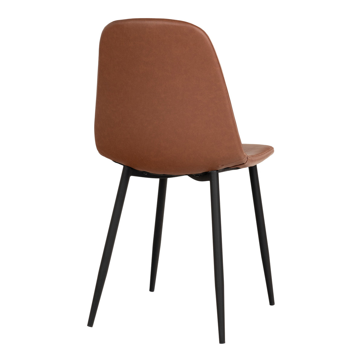 Scaun de dining din piele sintetică PU, maro deschis cu aspect vintage, cu picioare negre, HN1224