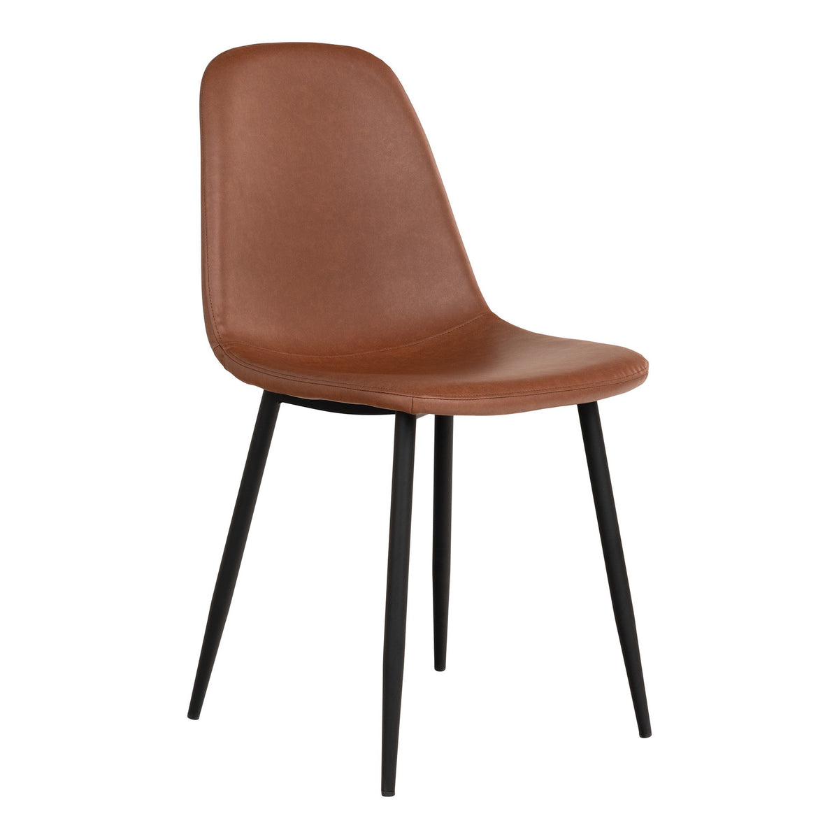 Scaun de dining din piele sintetică PU, maro deschis cu aspect vintage, cu picioare negre, HN1224