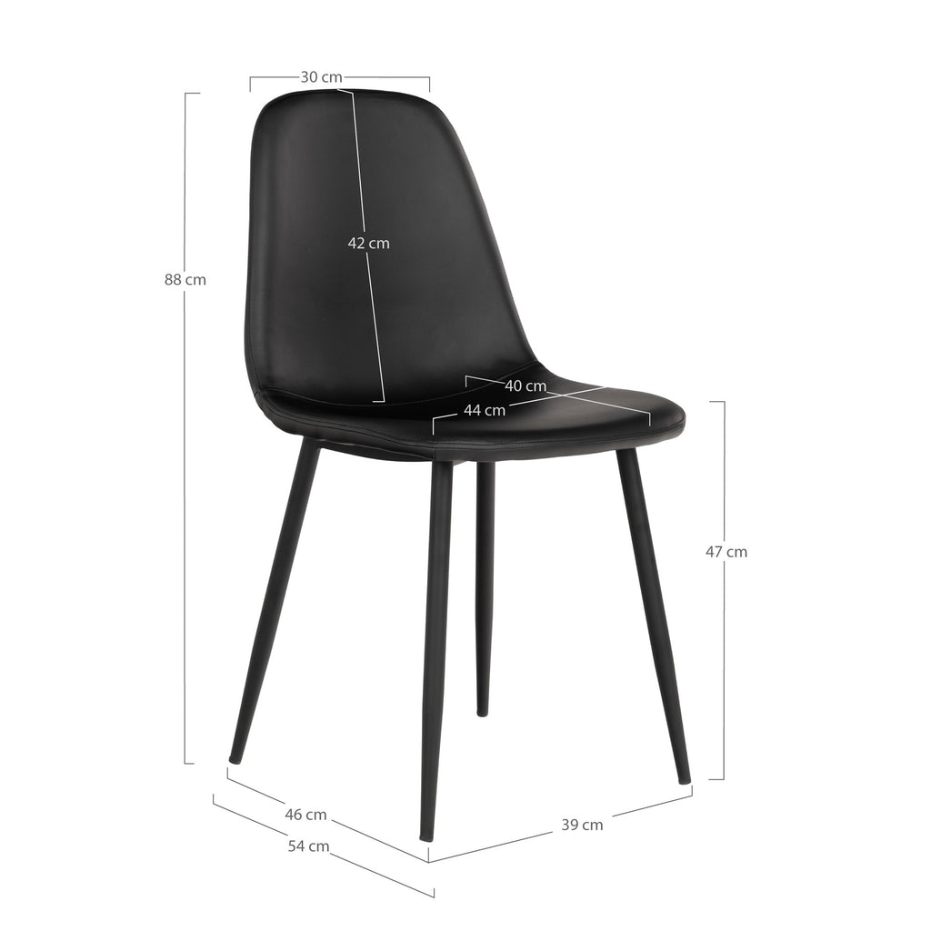 Scaun de dining, piele sintetică PU, negru, picioare negre, HN1225