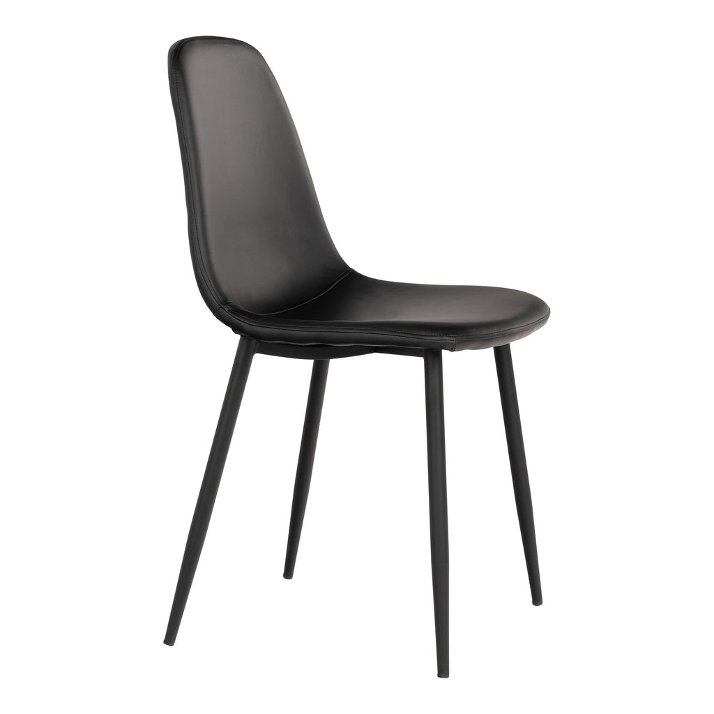 Scaun de dining, piele sintetică PU, negru, picioare negre, HN1225