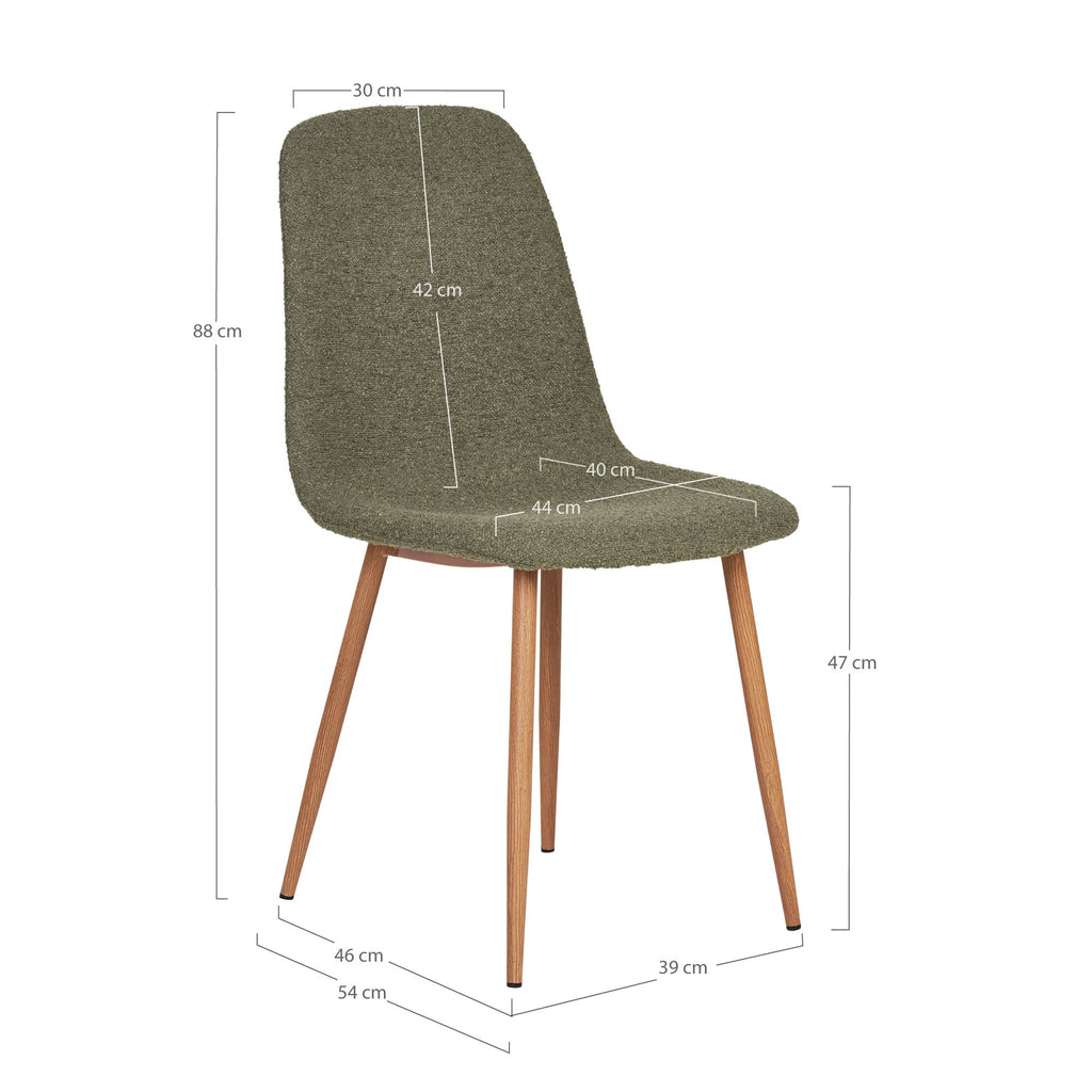 Scaun de dining, bouclé, verde închis, picioare cu aspect de lemn, HN1236