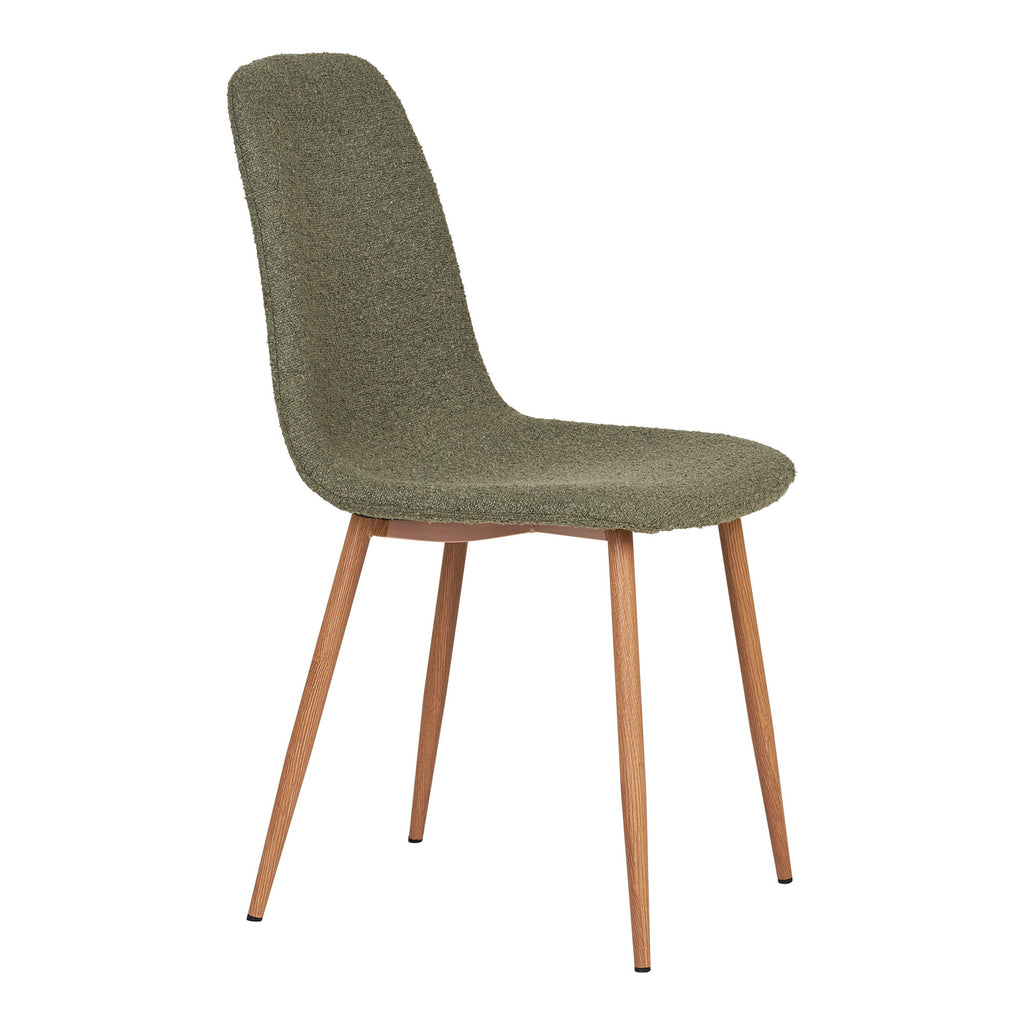 Scaun de dining, bouclé, verde închis, picioare cu aspect de lemn, HN1236