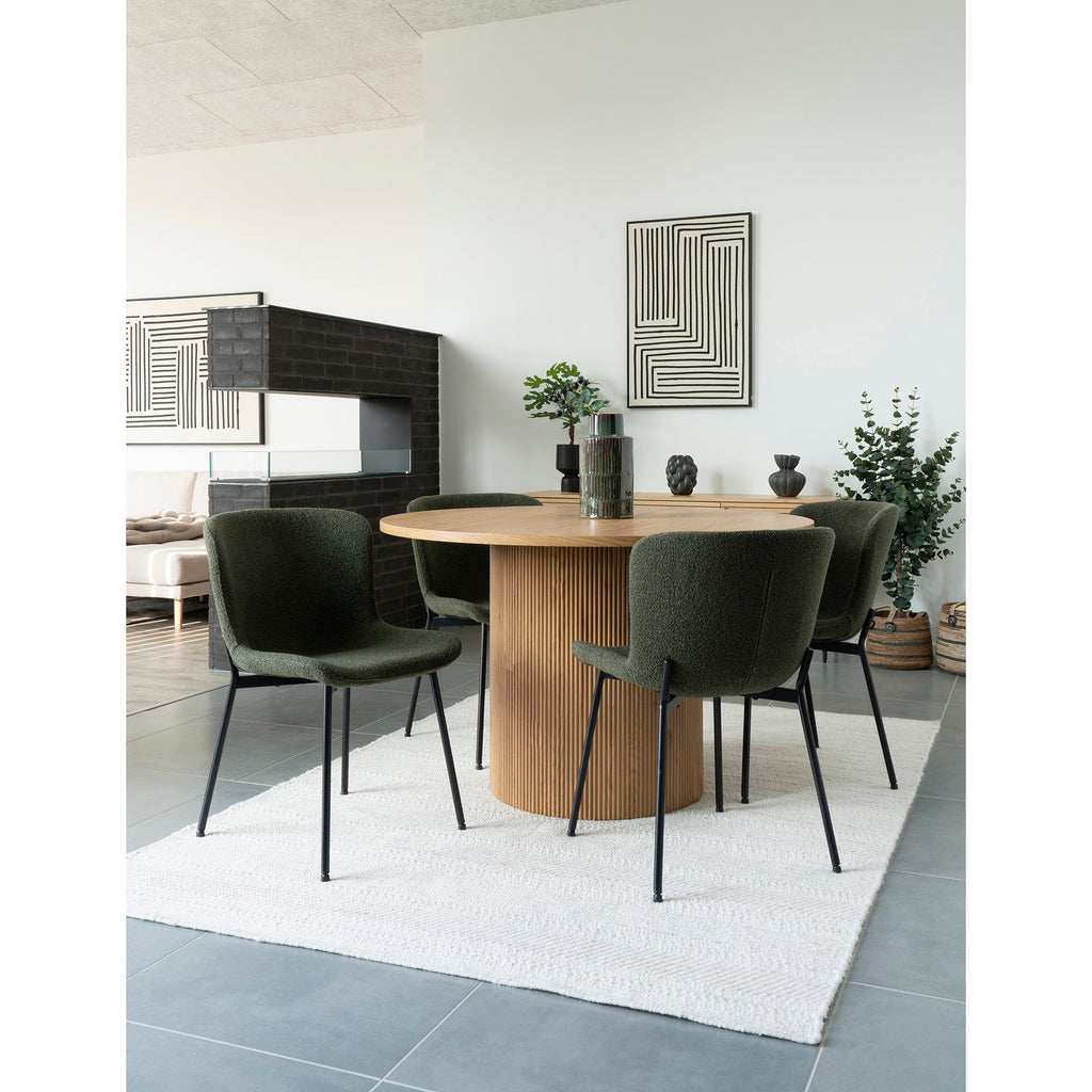 Scaun de dining, bouclé, verde închis, picioare negre, HN1241
