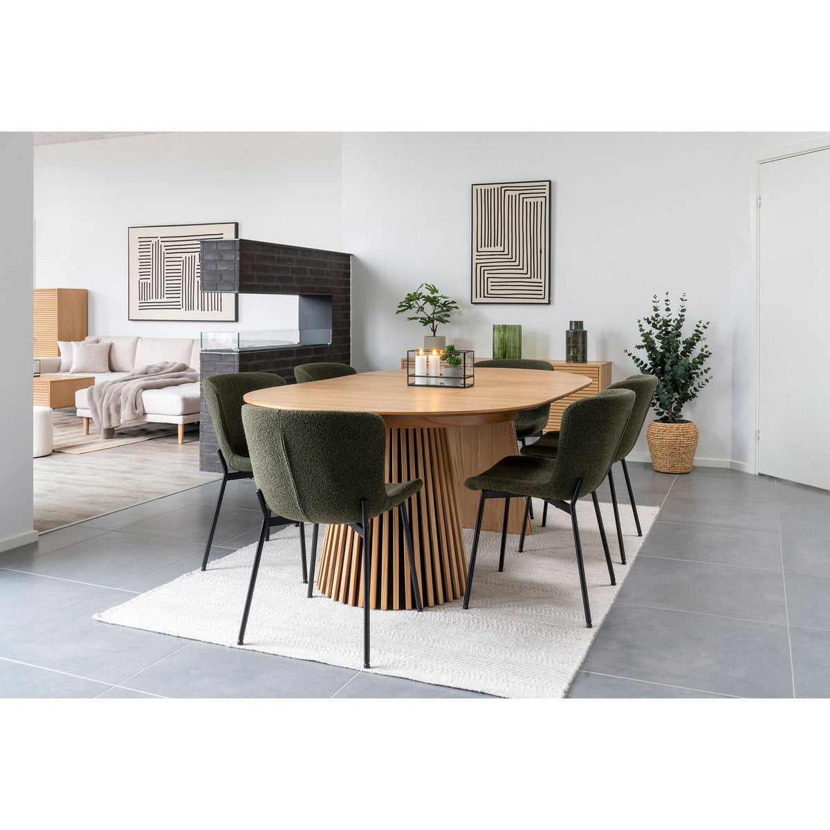 Scaun de dining, bouclé, verde închis, picioare negre, HN1241