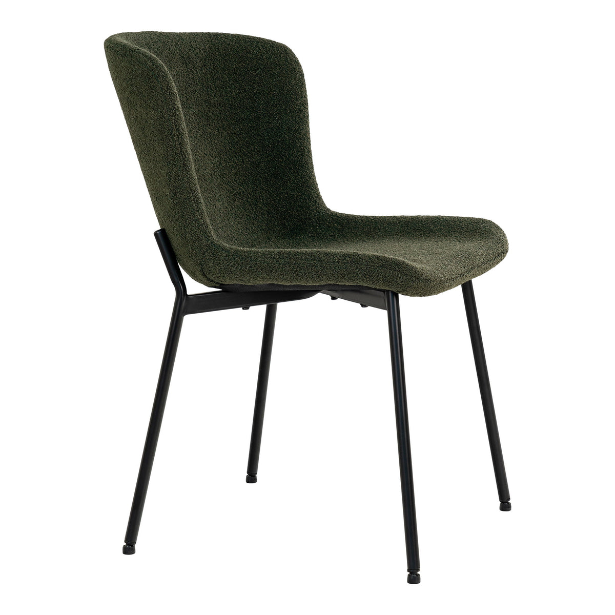 Scaun de dining, bouclé, verde închis, picioare negre, HN1241