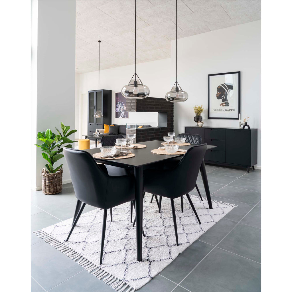 Scaun de dining, piele sintetică PU, negru, picioare negre, HN1223