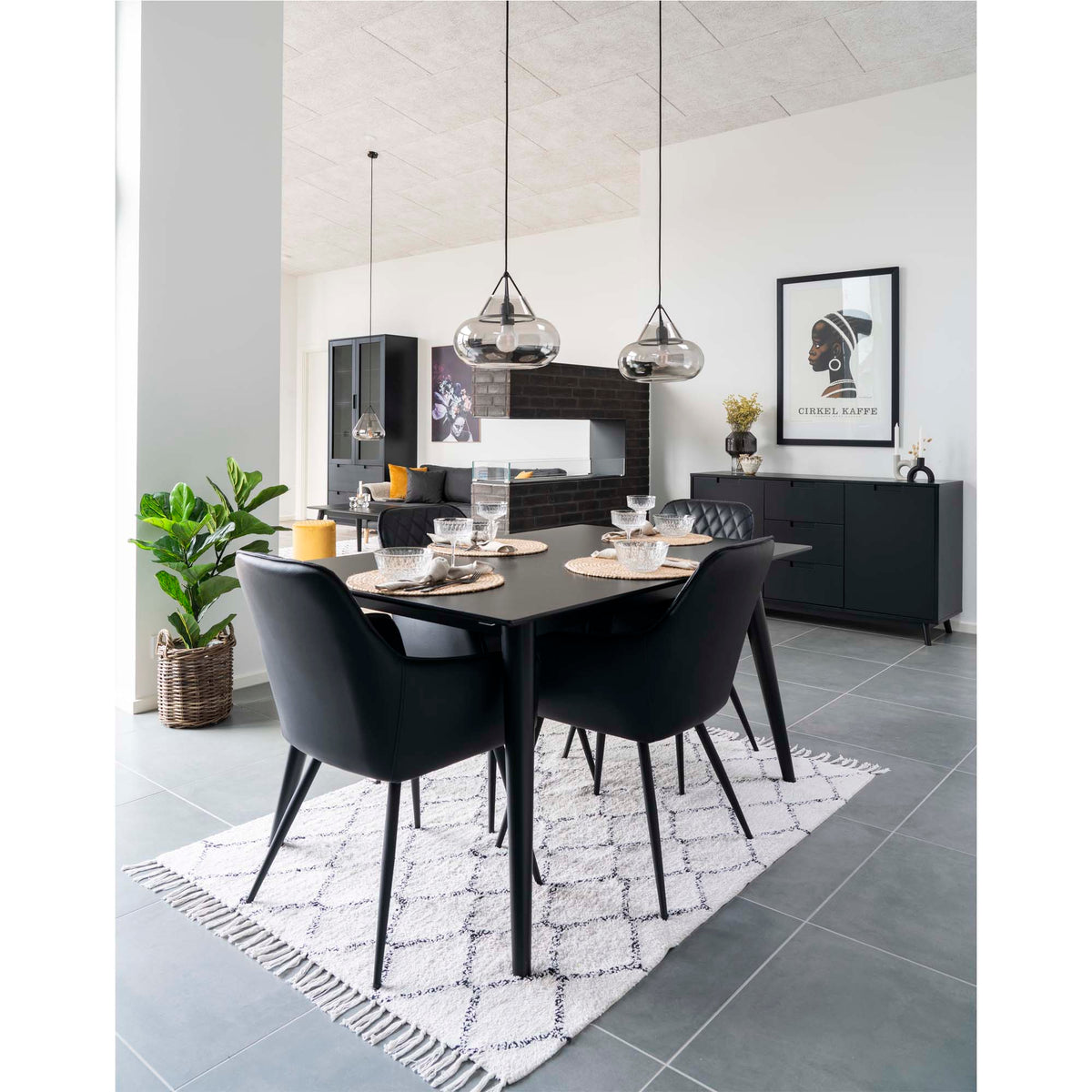 Scaun de dining, piele sintetică PU, negru, picioare negre, HN1223