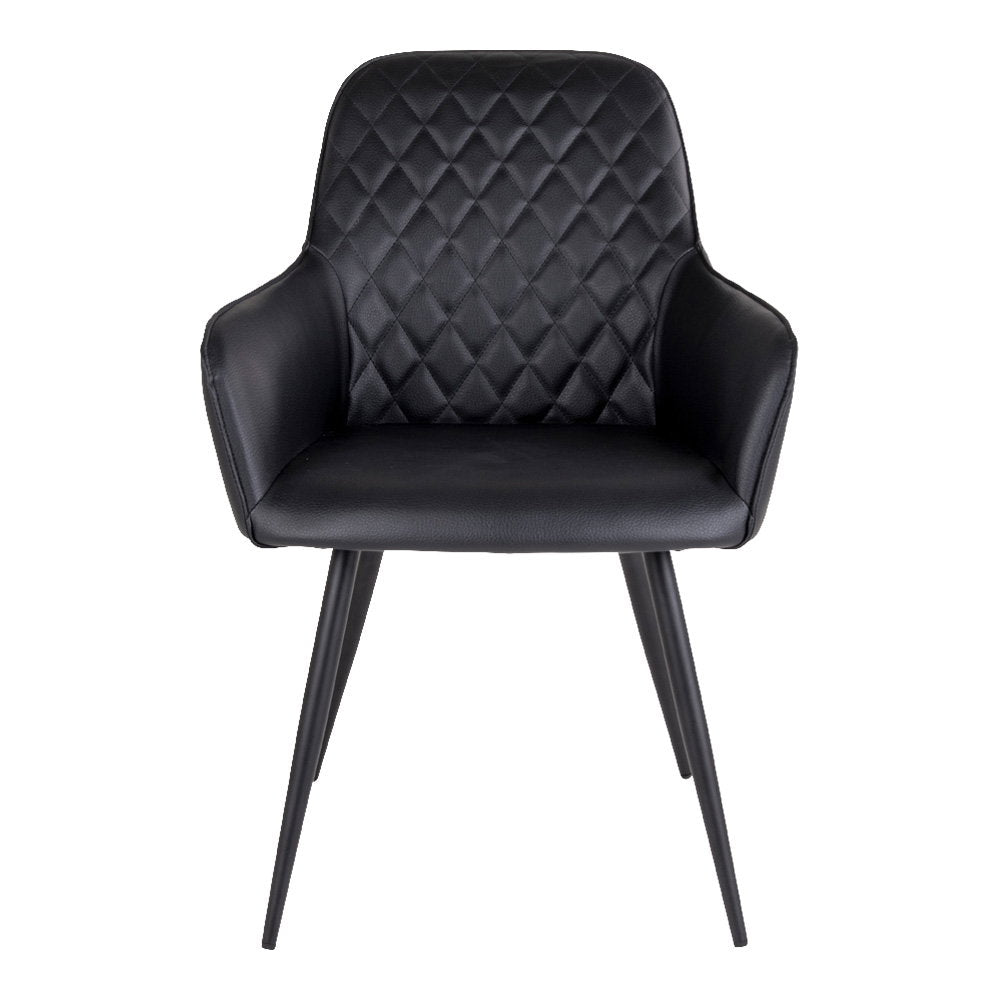 Scaun de dining, piele sintetică PU, negru, picioare negre, HN1223