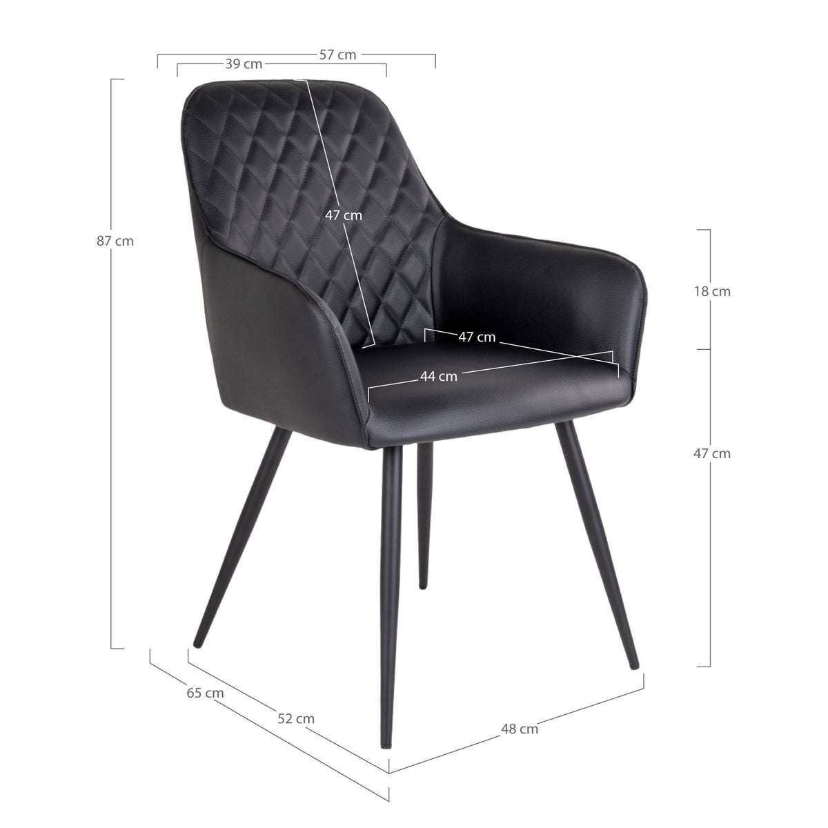 Scaun de dining, piele sintetică PU, negru, picioare negre, HN1223