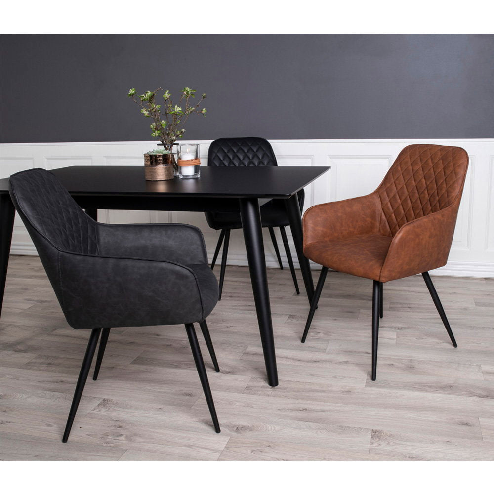 Scaun de dining, piele sintetică PU, negru, picioare negre, HN1223
