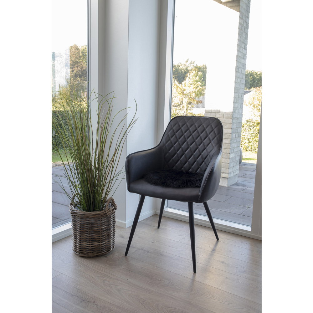 Scaun de dining, piele sintetică PU, negru, picioare negre, HN1223