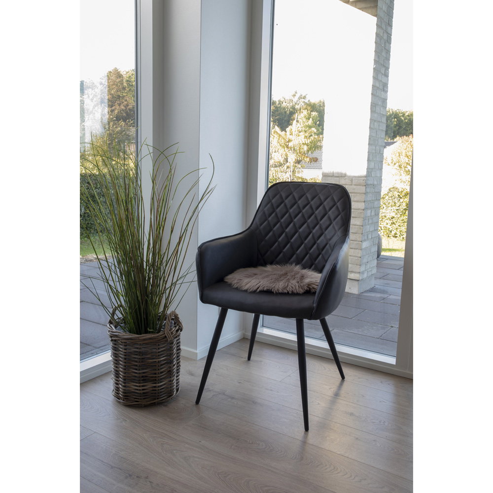 Scaun de dining, piele sintetică PU, negru, picioare negre, HN1223
