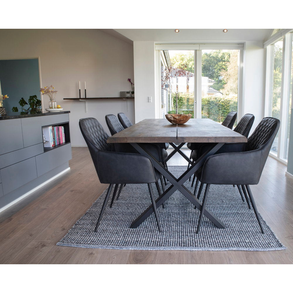 Scaun de dining, piele sintetică PU, negru, picioare negre, HN1223