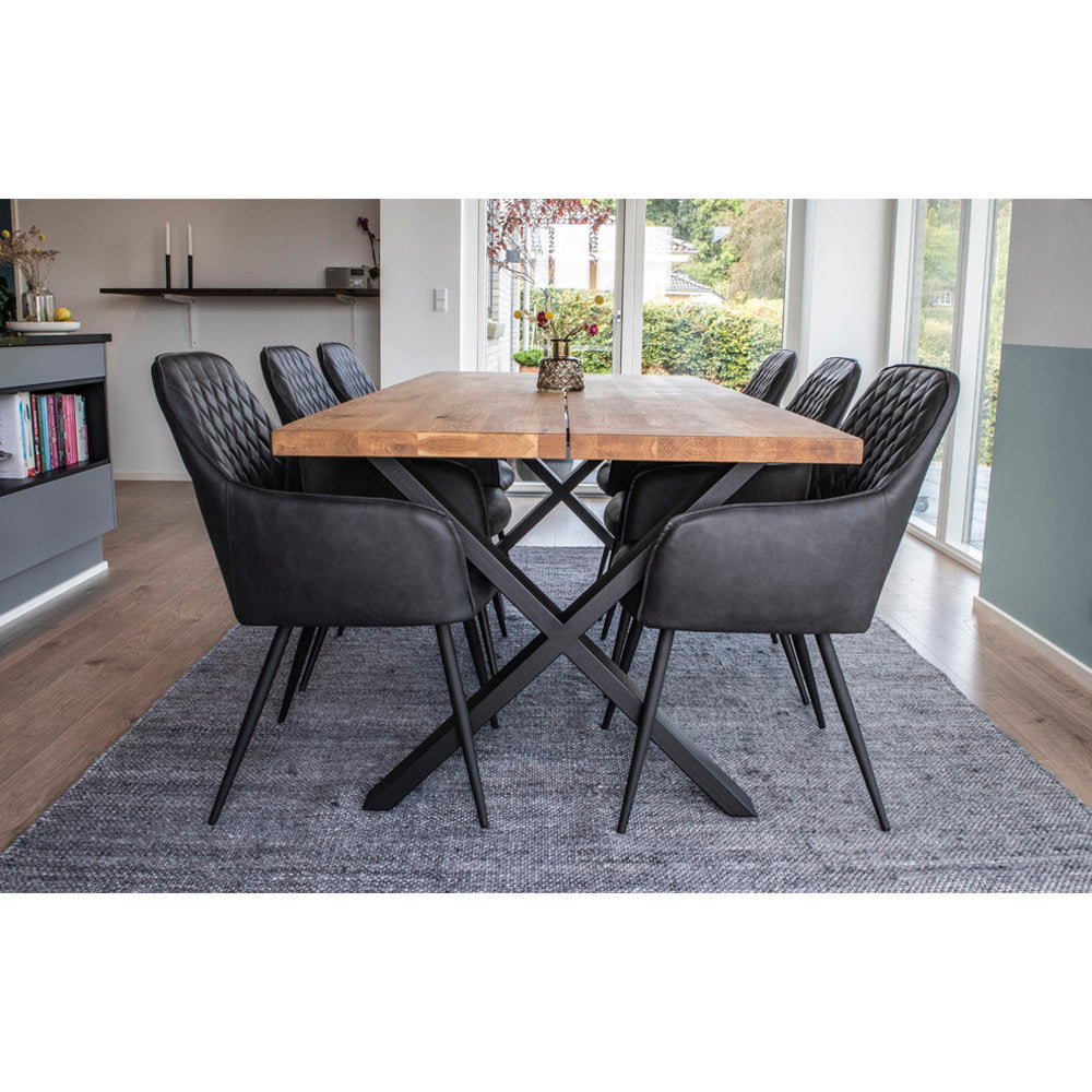 Scaun de dining, piele sintetică PU, negru, picioare negre, HN1223