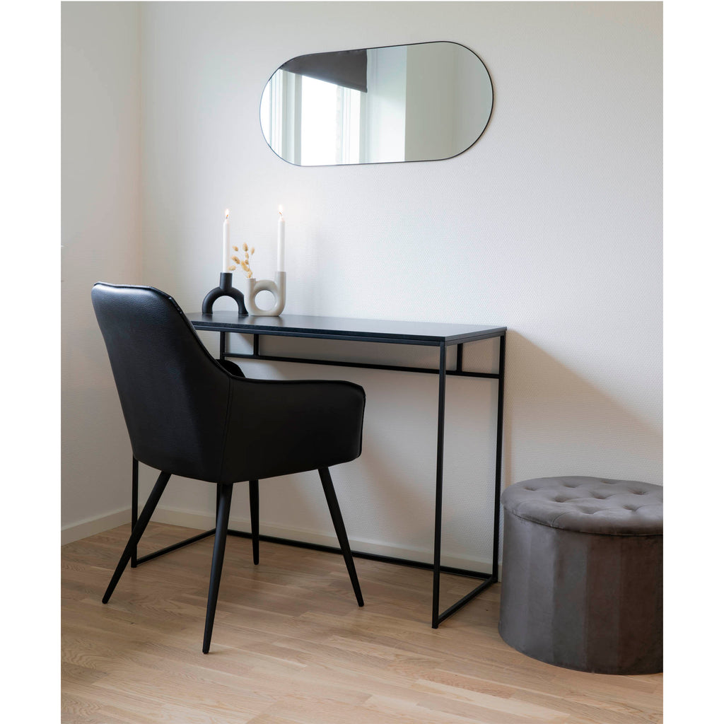 Scaun de dining, piele sintetică PU, negru, picioare negre, HN1223