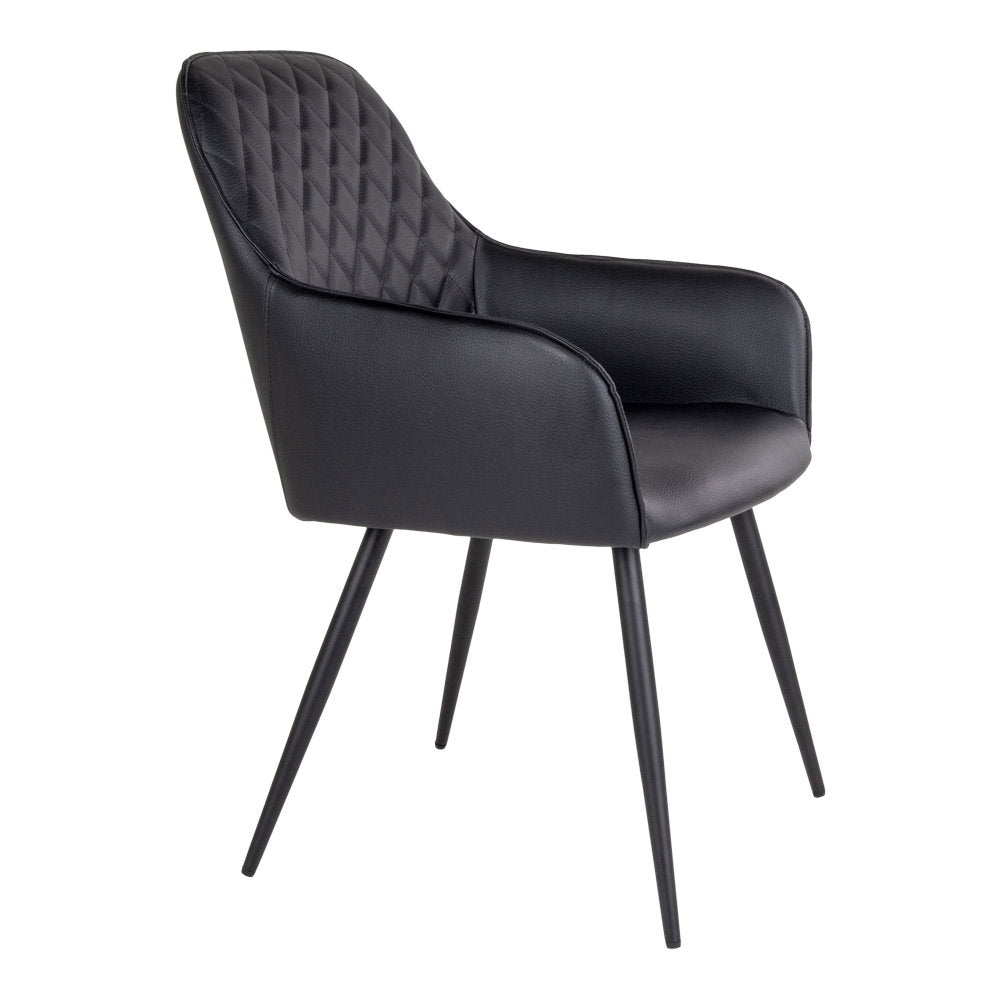Scaun de dining, piele sintetică PU, negru, picioare negre, HN1223