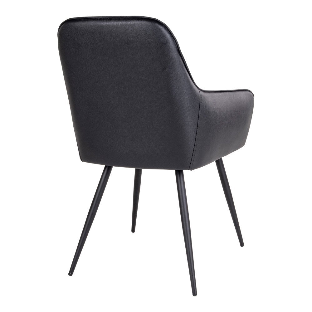 Scaun de dining, piele sintetică PU, negru, picioare negre, HN1223