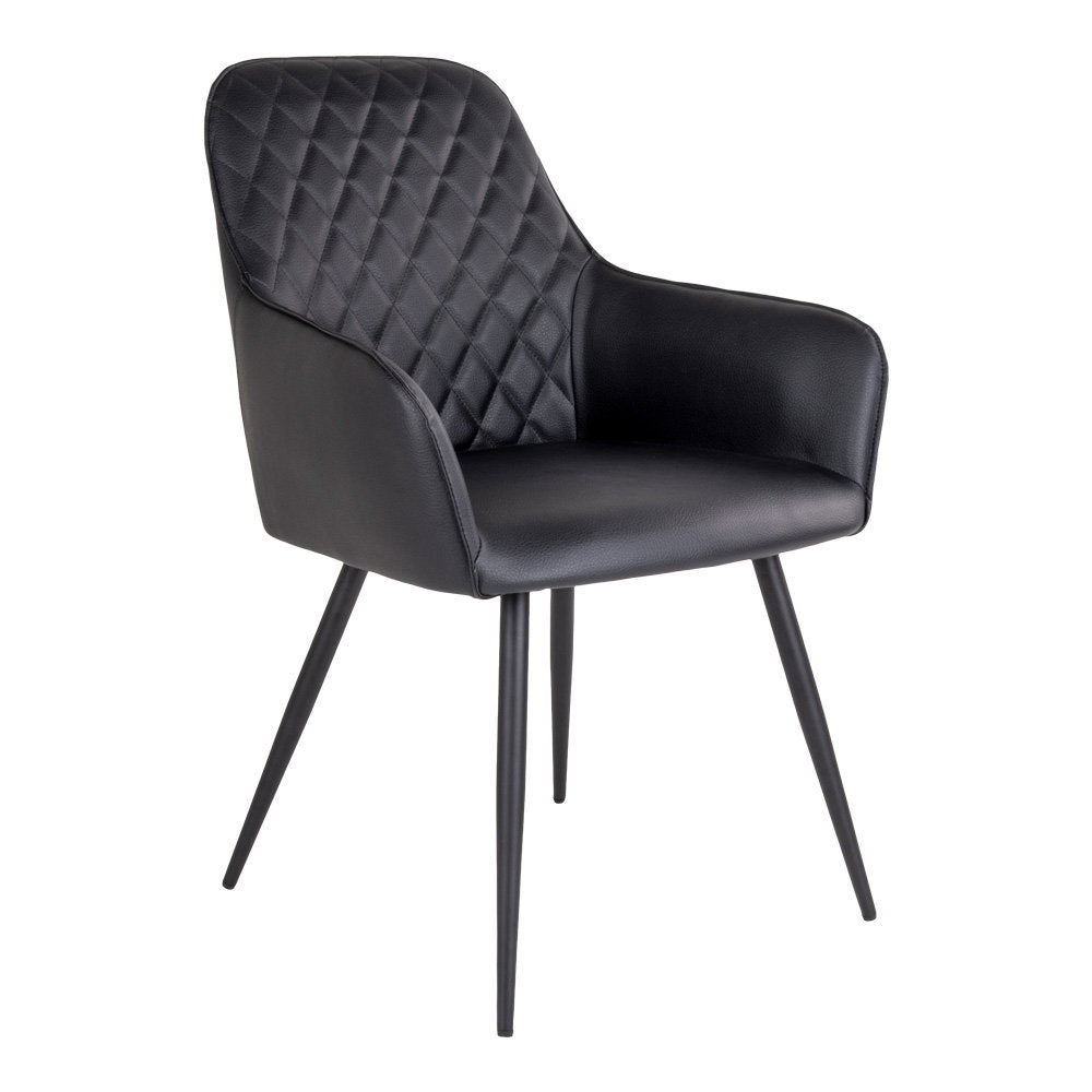 Scaun de dining, piele sintetică PU, negru, picioare negre, HN1223