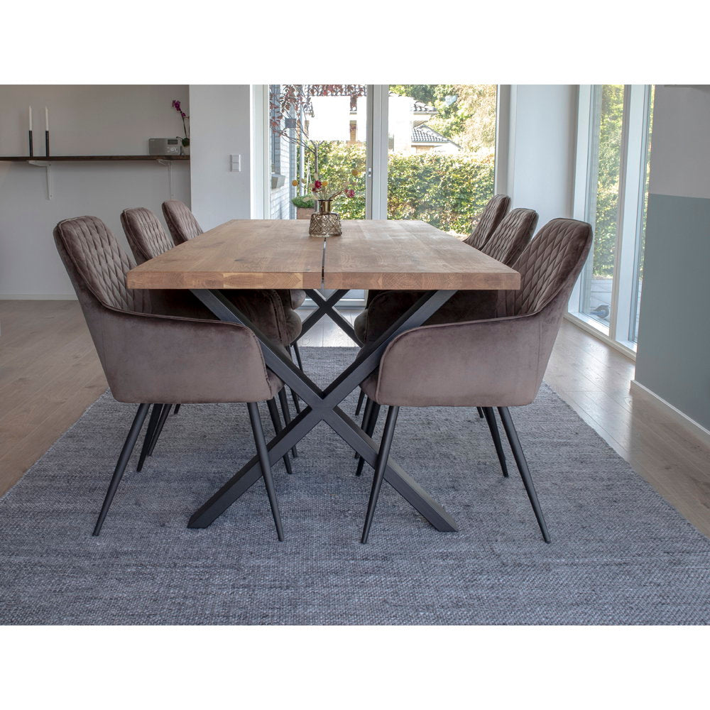 Scaun de dining, catifea, bej ciupercă, picioare negre, HN1208