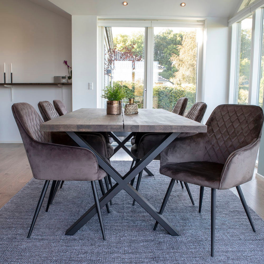 Scaun de dining, catifea, bej ciupercă, picioare negre, HN1208