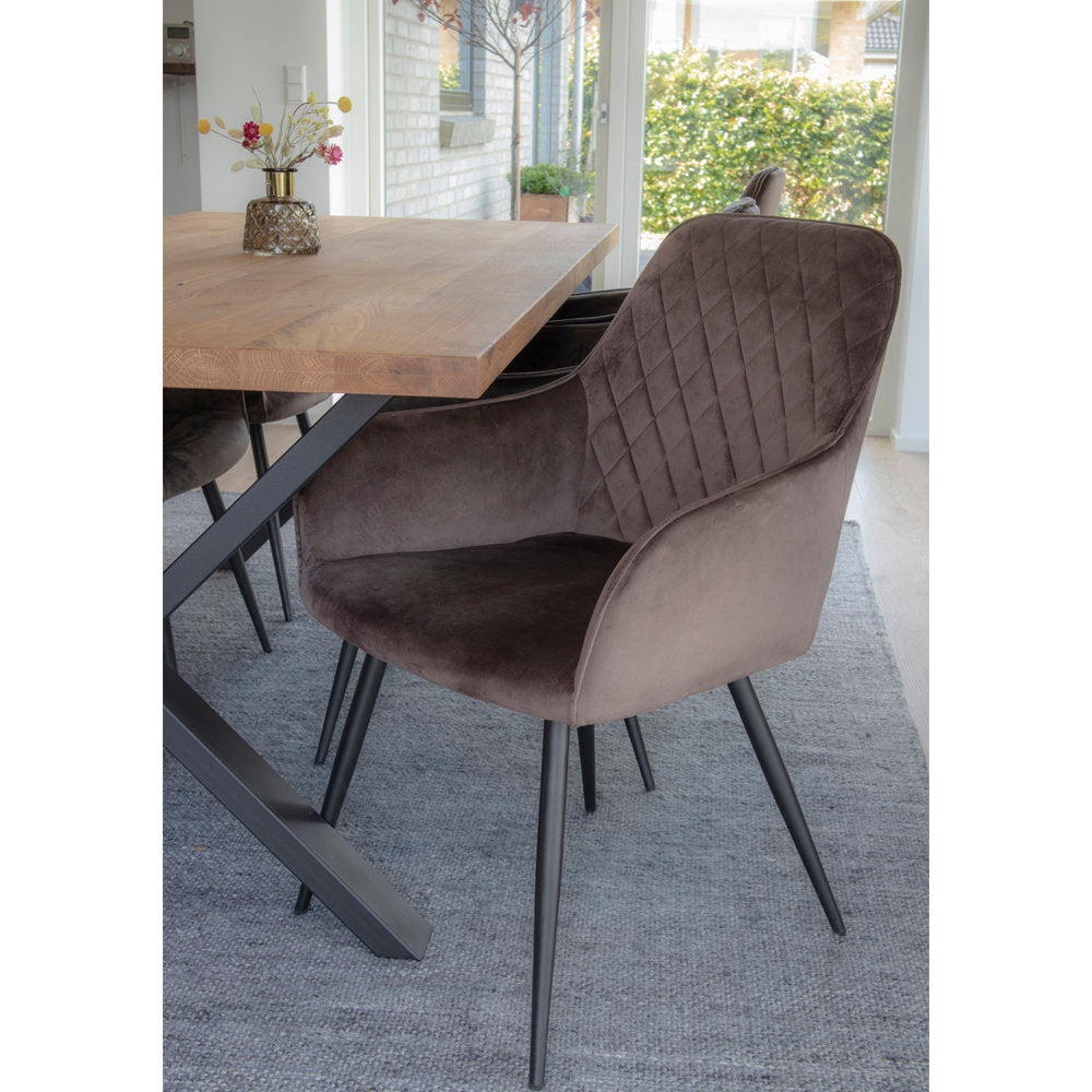 Scaun de dining, catifea, bej ciupercă, picioare negre, HN1208
