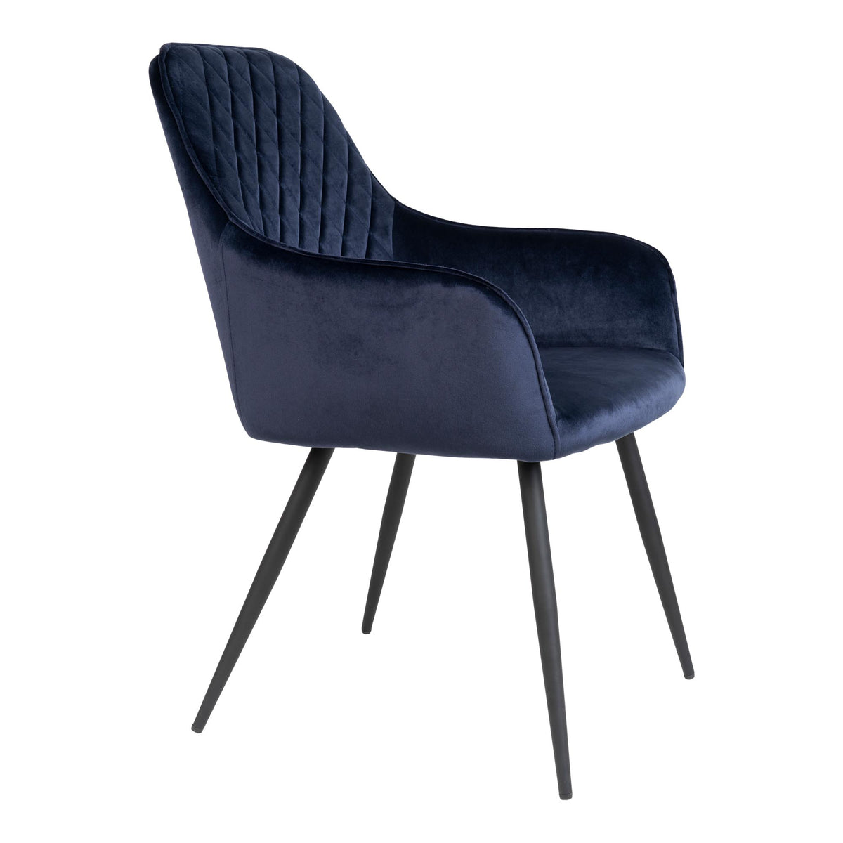 Scaun de dining, catifea, albastru, picioare negre, HN1205