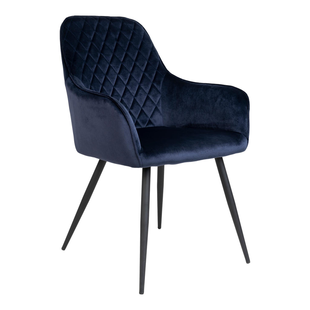Scaun de dining, catifea, albastru, picioare negre, HN1205