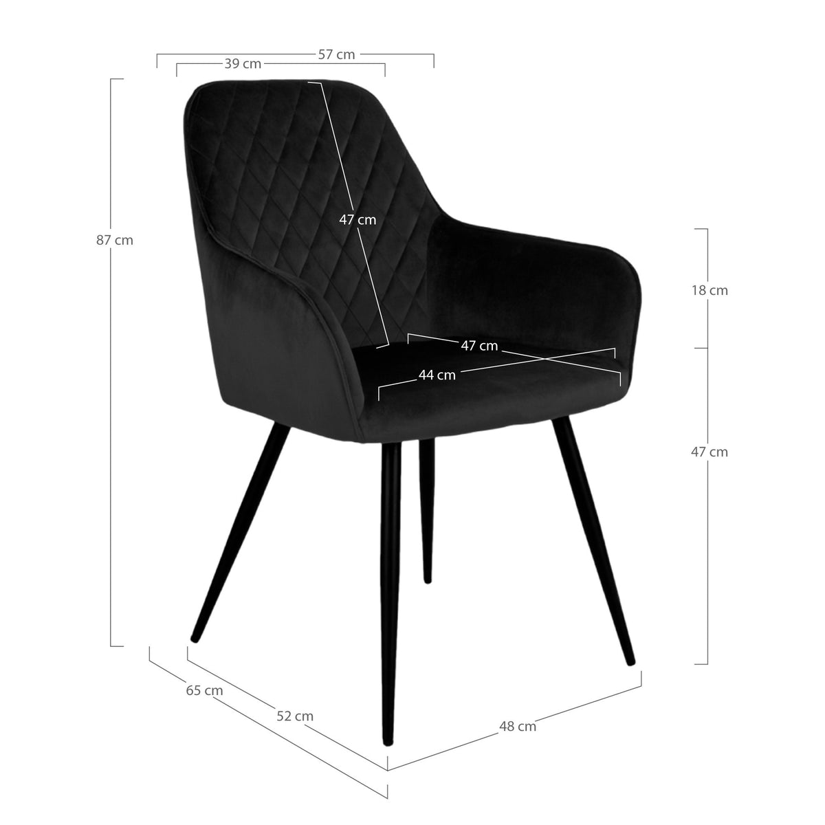 Scaun de dining, catifea, negru, picioare negre, HN1207