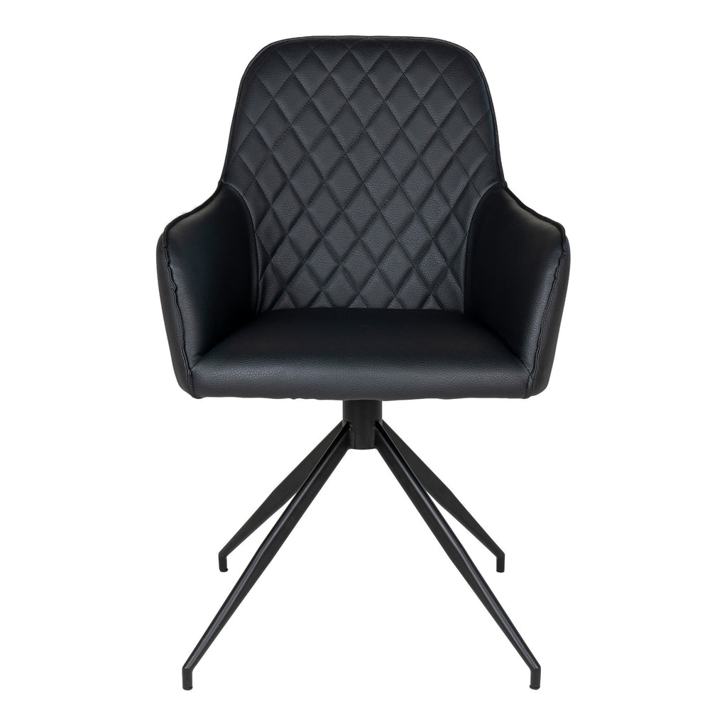 Scaun de dining rotativ, piele sintetică PU, negru, picioare negre, HN1223