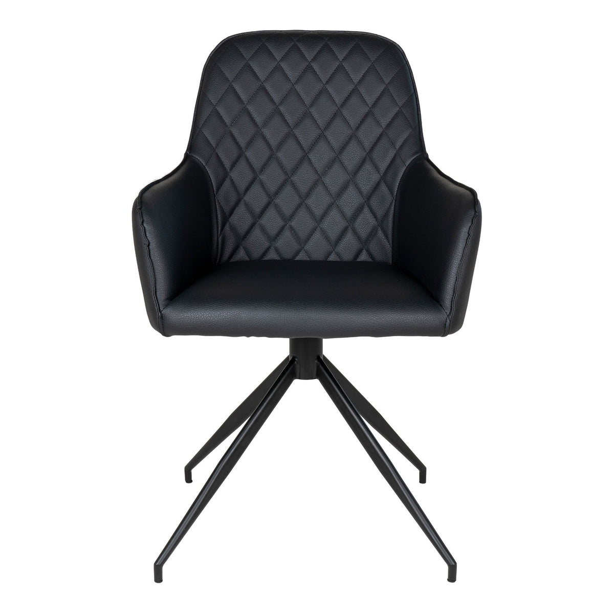 Scaun de dining rotativ, piele sintetică PU, negru, picioare negre, HN1223