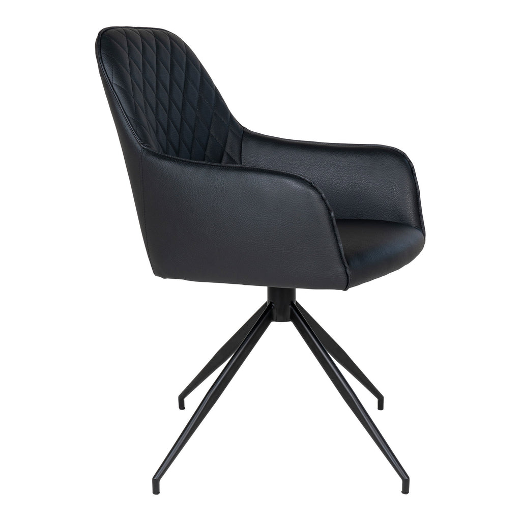 Scaun de dining rotativ, piele sintetică PU, negru, picioare negre, HN1223