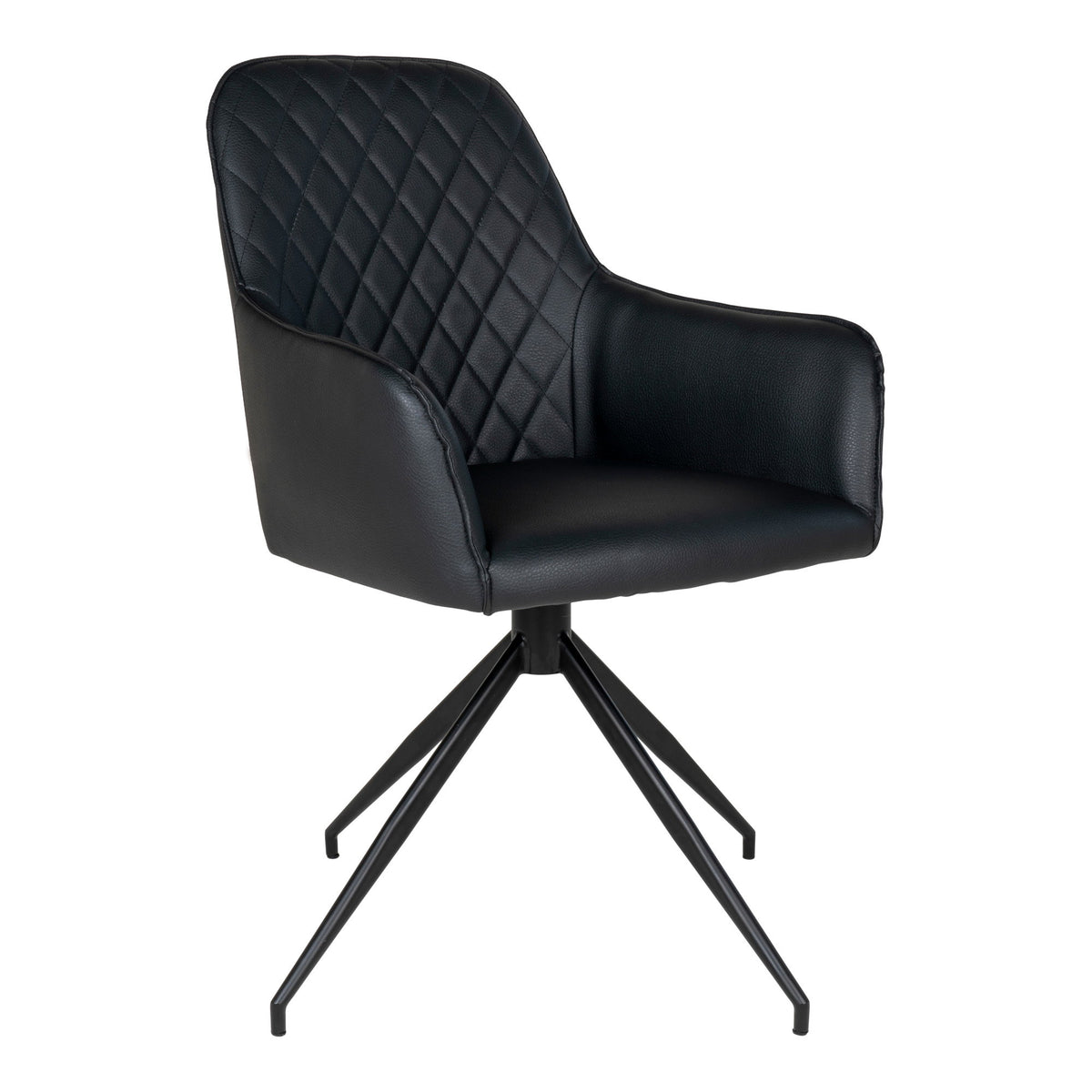 Scaun de dining rotativ, piele sintetică PU, negru, picioare negre, HN1223