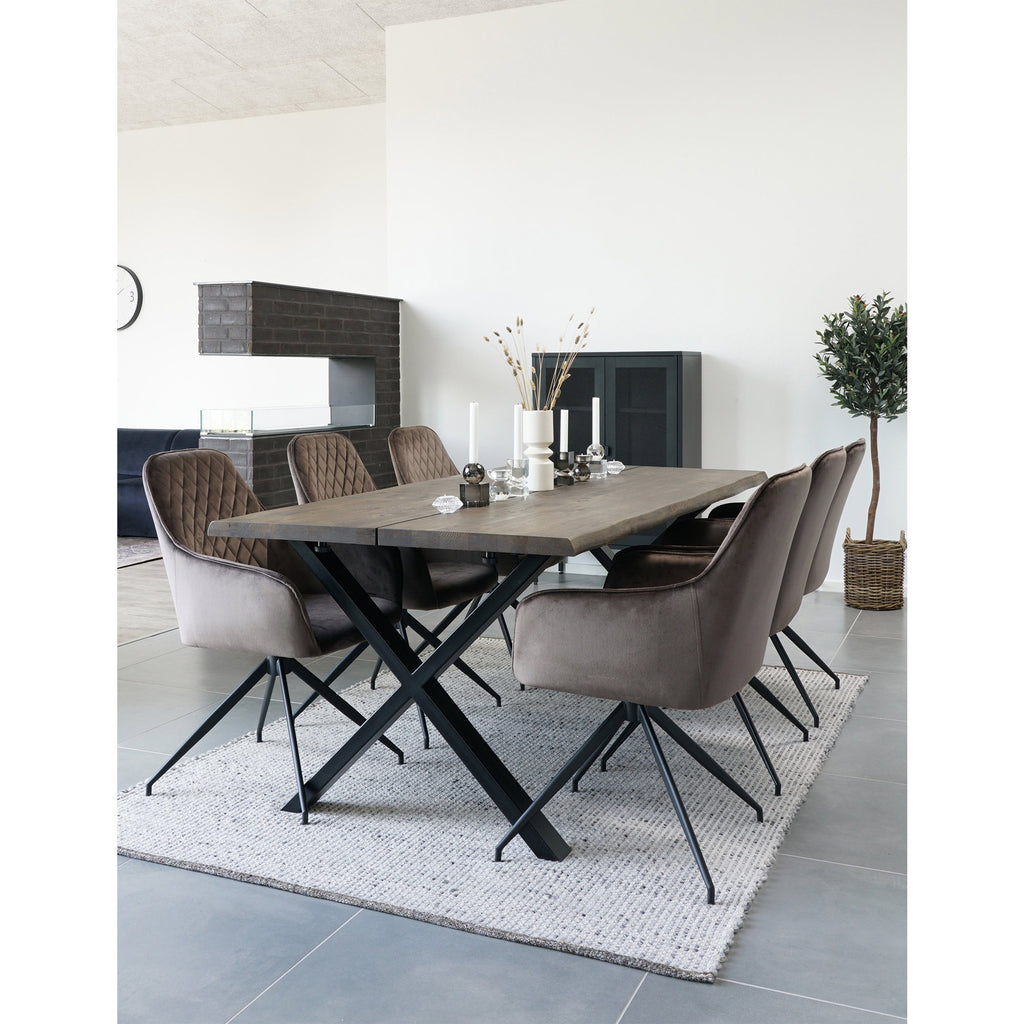 Scaun de dining rotativ, catifea, bej ciupercă, picioare negre, HN1208