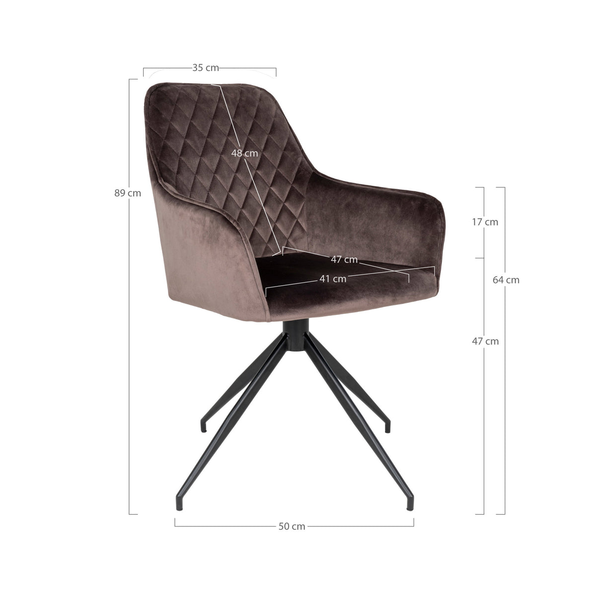Scaun de dining rotativ, catifea, bej ciupercă, picioare negre, HN1208
