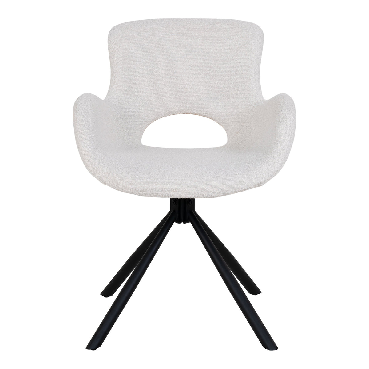 Scaun de dining, rotativ, bouclé, alb cald, HN1273