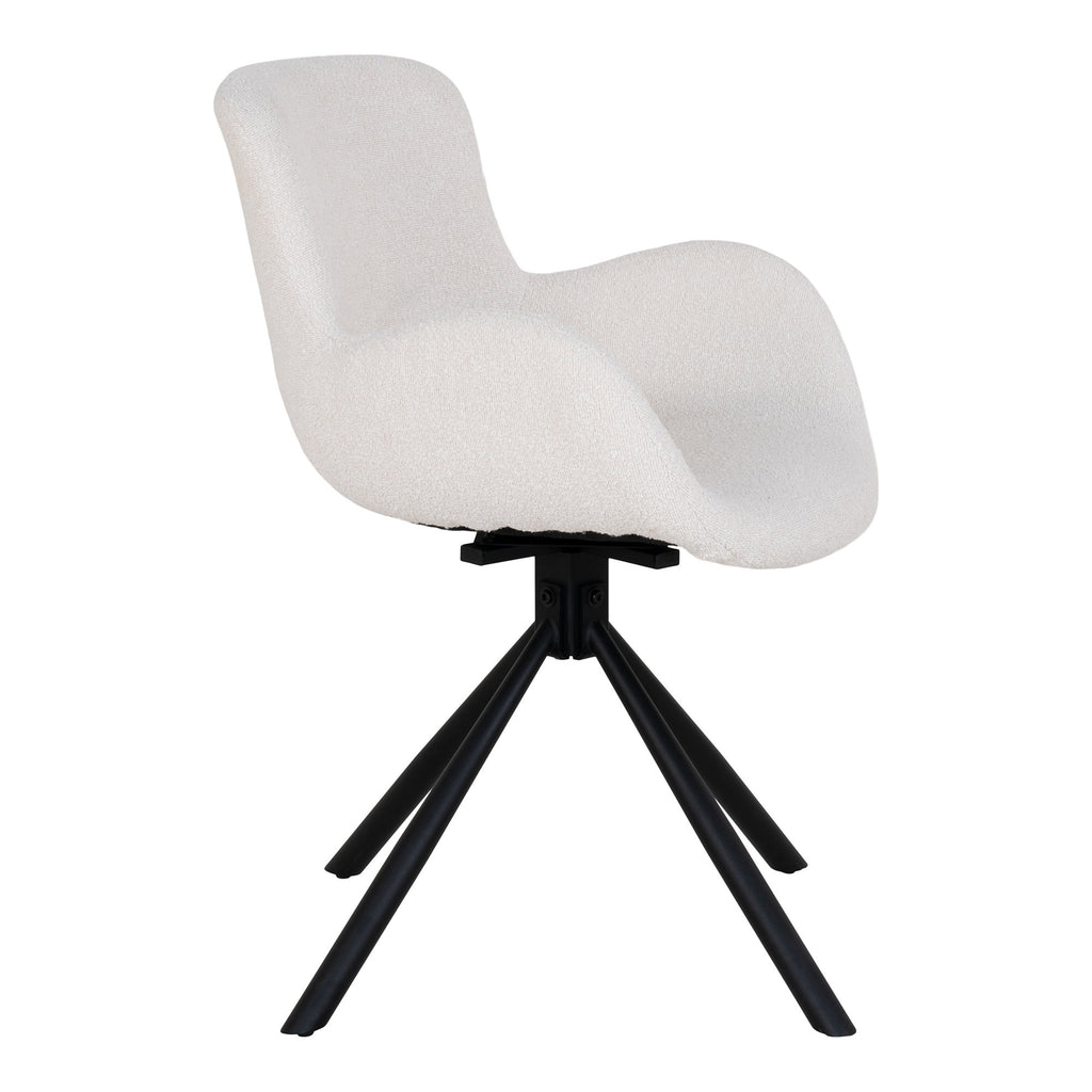 Scaun de dining, rotativ, bouclé, alb cald, HN1273