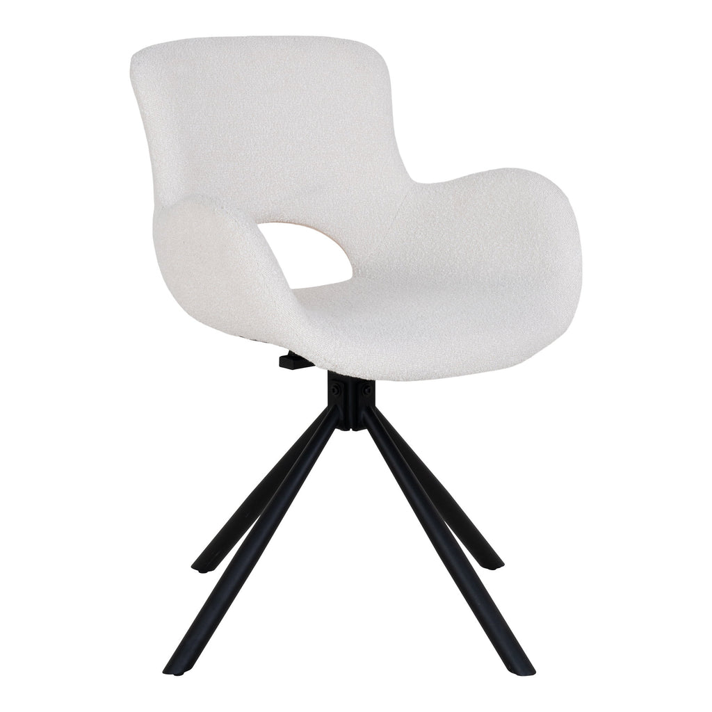 Scaun de dining, rotativ, bouclé, alb cald, HN1273