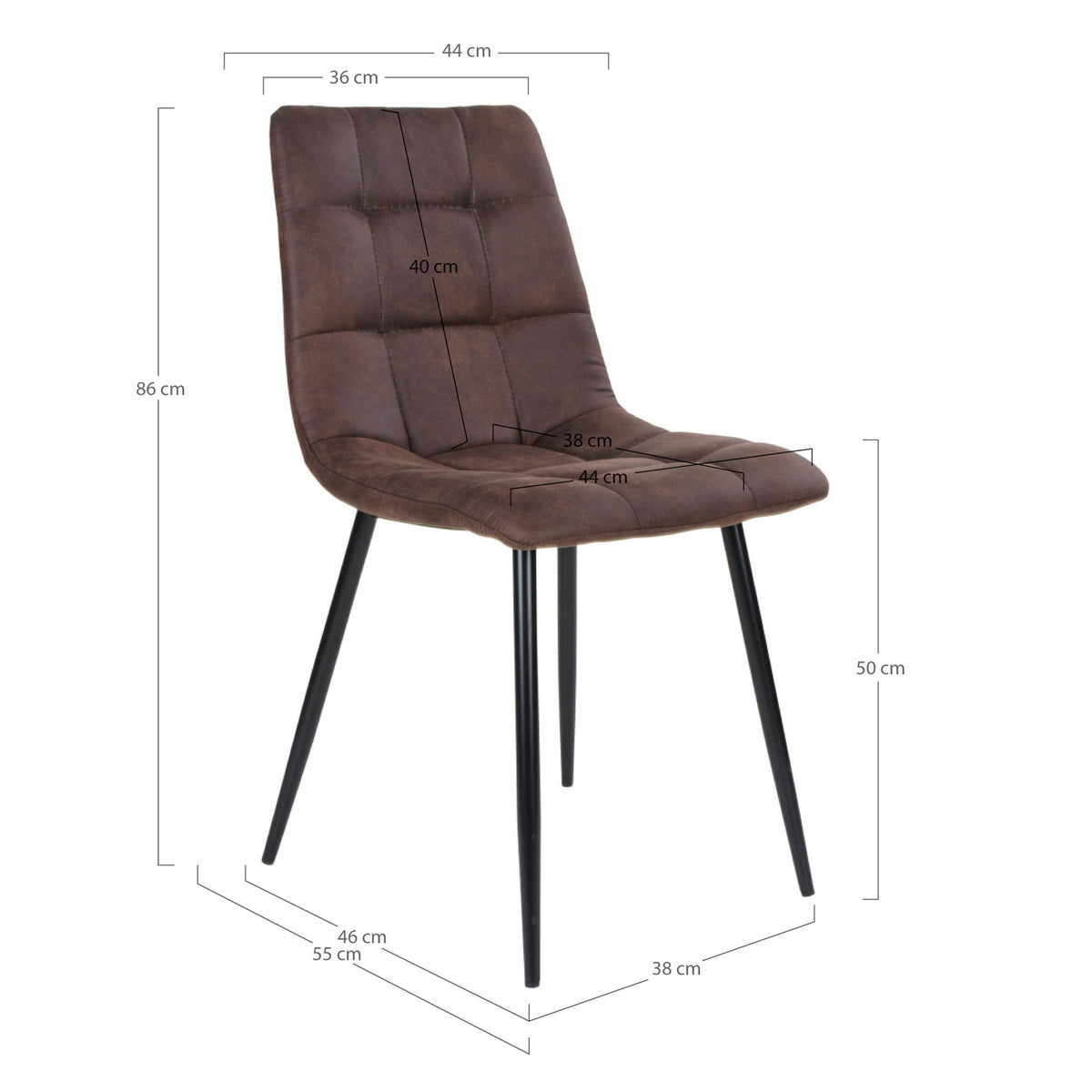 Scaun de dining, microfibră, maro închis, picioare negre, HN1282