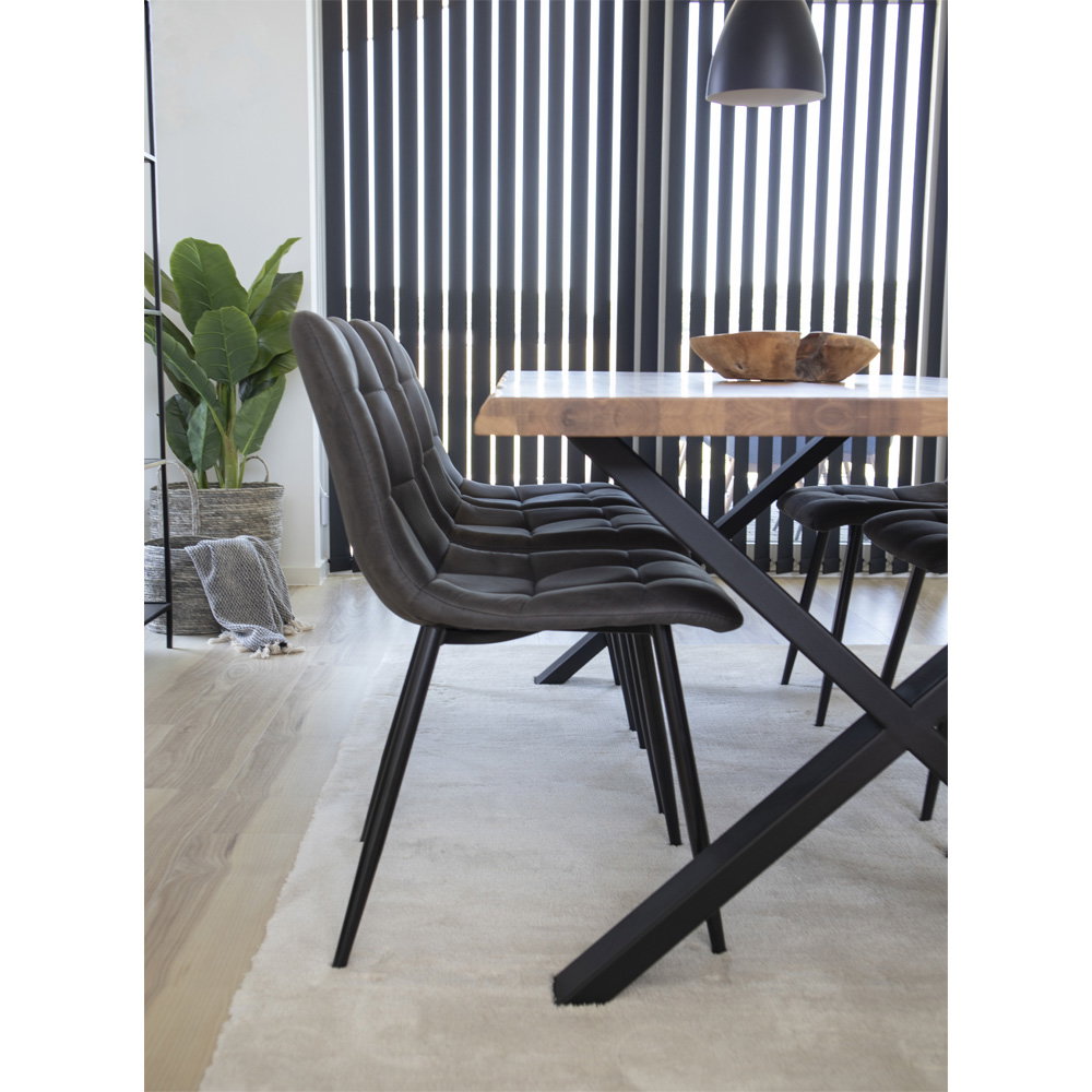 Scaun de dining, microfibră, gri închis, picioare negre, HN1229