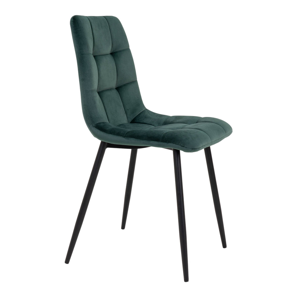 Scaun de dining, catifea, verde închis, picioare negre, HN1006