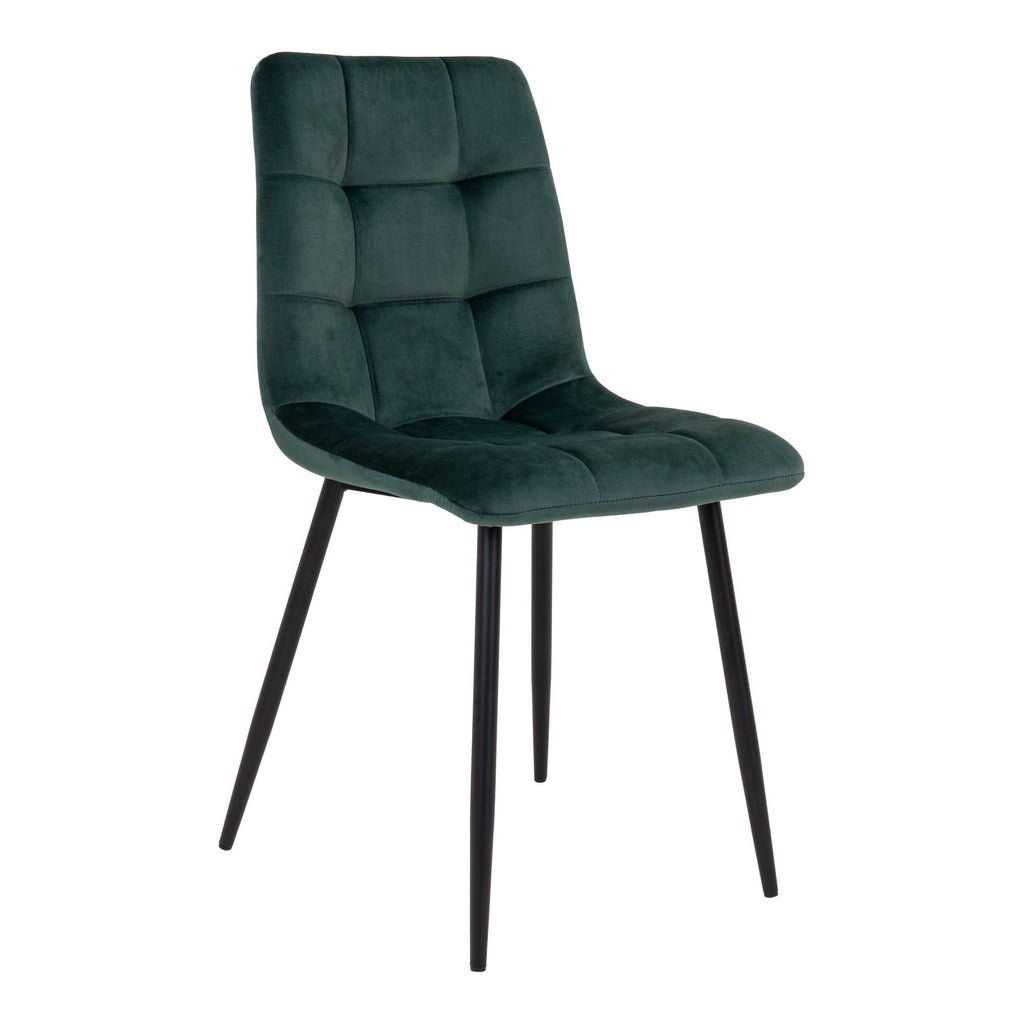Scaun de dining, catifea, verde închis, picioare negre, HN1006
