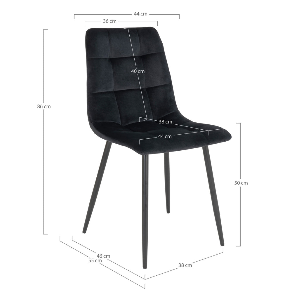 Scaun de dining, catifea, negru, picioare negre, HN1207