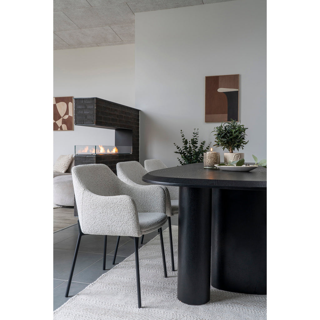 Scaun de dining, bouclé, alb, picioare negre, HN1270