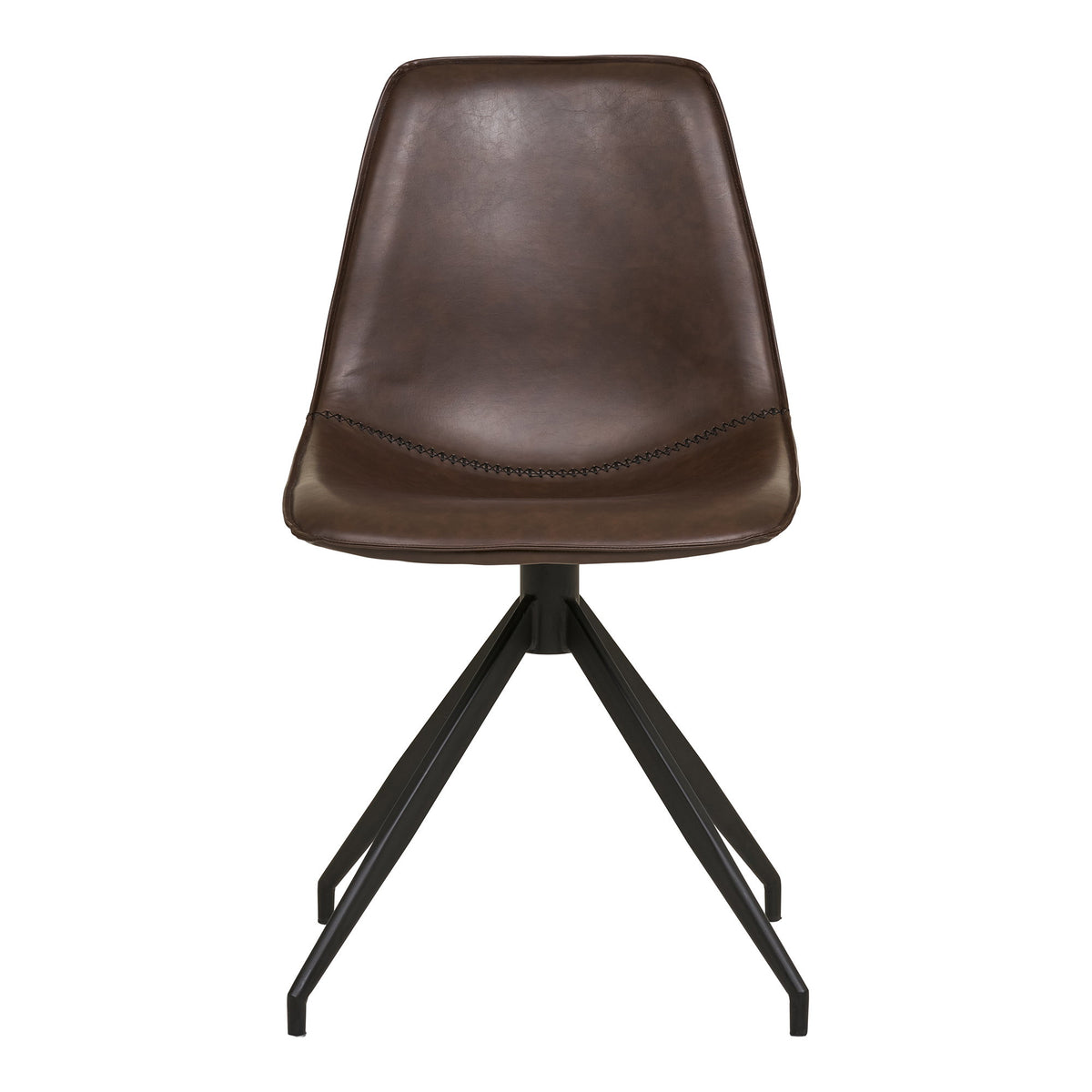 Scaun de dining rotativ, piele sintetică PU, maro închis, picioare negre, HN1227