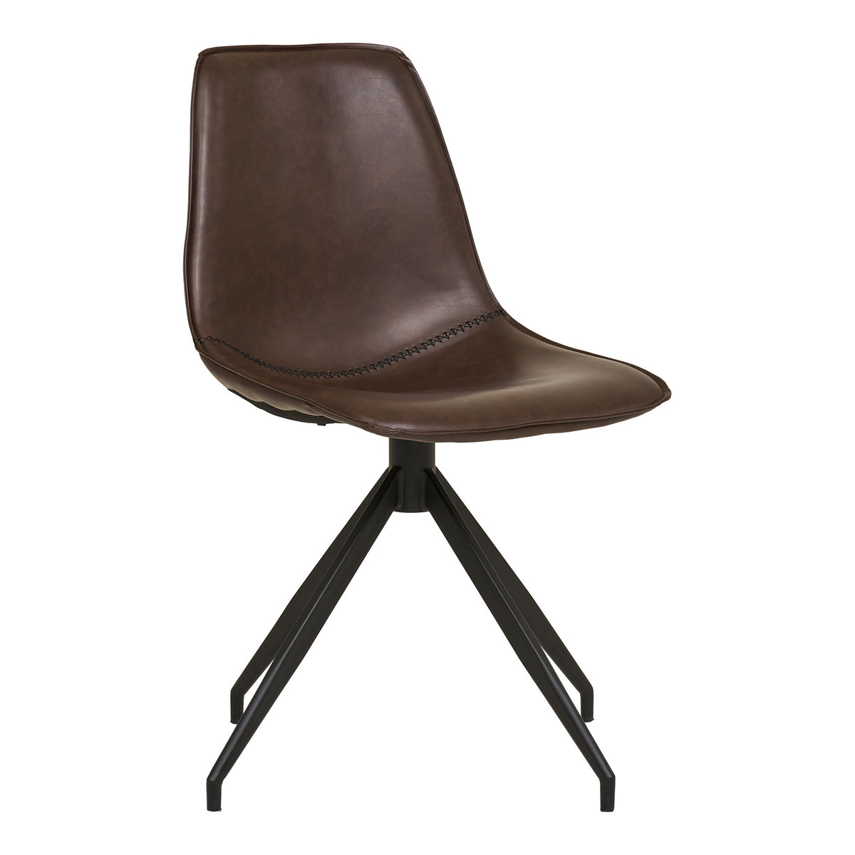 Scaun de dining rotativ, piele sintetică PU, maro închis, picioare negre, HN1227