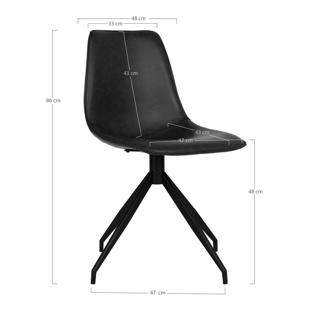 Scaun de dining rotativ, piele sintetică PU, negru, picioare negre, HN1228